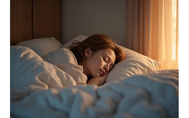 Спокойна жена, спяща дълбоко, символ на качествен сън